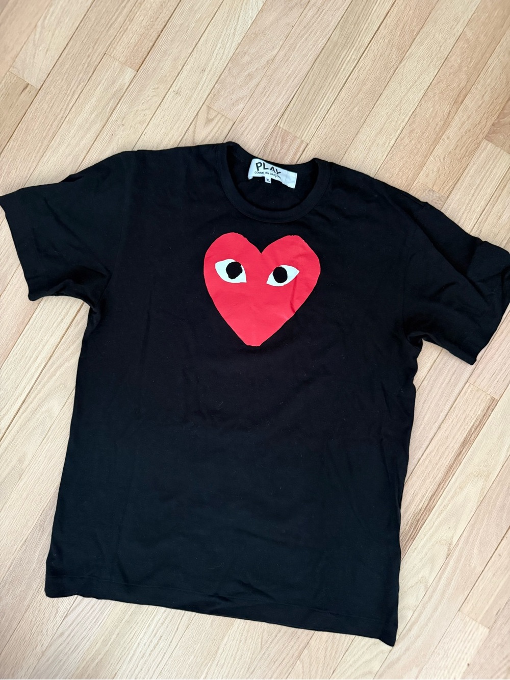 Authentic Comme des Garçons PLAY Black Tee with Red Heart Logo